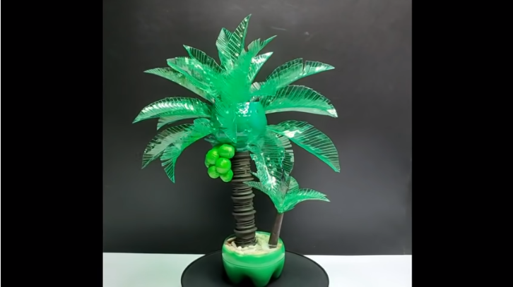 Coconut tree from plastic bottle | Plastic bottle craft ideas | Ide kreatif botol sprite